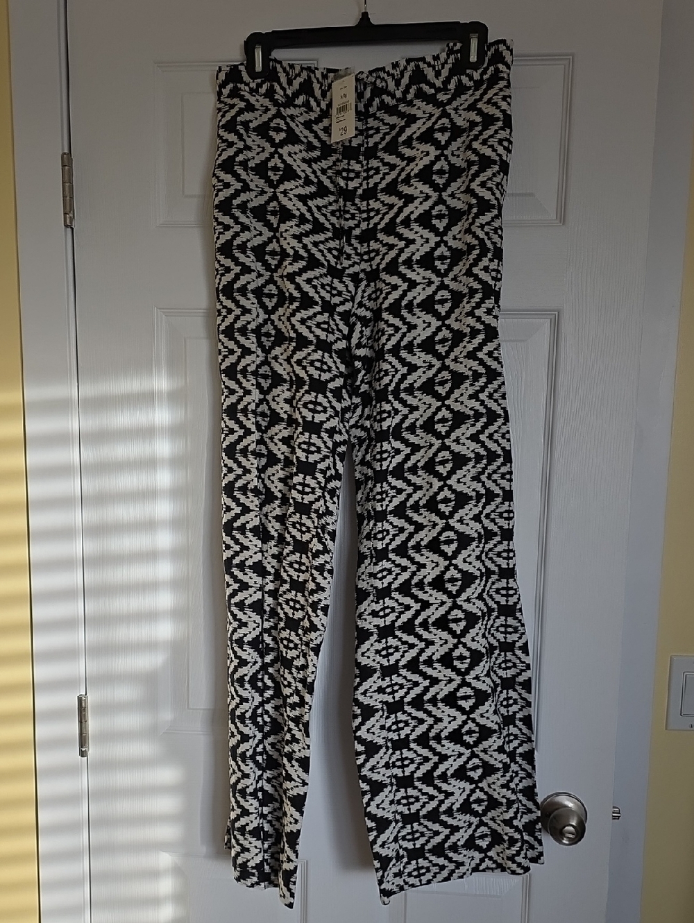 Joe Fresh Black & White Geometric Wide-Leg Pants